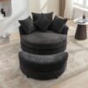360° Swivel Accent Barrel Chair With Storage Ottoman & 4 Pillows, Modern Chenille Leisure Chair Round Accent For Living Room - Gray - Image 12