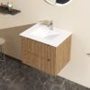 24" Wall Mount Bathroom Vanity Cabinet With - White Basin Sink Combo Floating - Walnut - Image 7