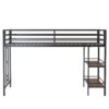 Adam - Junior Twin Loft Bunk Bed With Cinnamon Wood Shelf - Black - Image 3