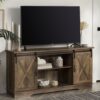 Farmhouse Sliding X Barn Door 58" TV Stand For 65" TVs - Rustic Oak - Image 5