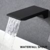 Modern Wall Mount Bathroom Sink Faucet With Waterfall Spout And Brass Rough In Valve - Matte Black - Image 2