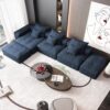 Modern Oversized Modular Sectional Sofa, Sparkling Chenille Fabric Soft Cushion Sofa With 6 Pillows, 6 Pieces Diy Combination Tufted Sofa, No Assembly Required - Blue - Image 7