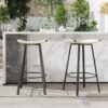 Counter Height Bar Stools Backless Handwoven Kitchen Dining Chairs With Round Footrest (Set of 2) Weaving Pub Stoo - Creamy White - Image 5