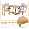 Topmax - 5 Piece Rustic Dining Table Set With 4 Upholstered Chairs, Rectangular Dining Table With Trestle Table Base - Natural - Image 5
