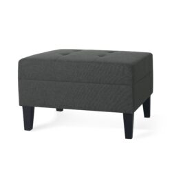 Classic Fabric Ottoman With Birch Wood Legs And High Quality Foam Padding - Dark Gray