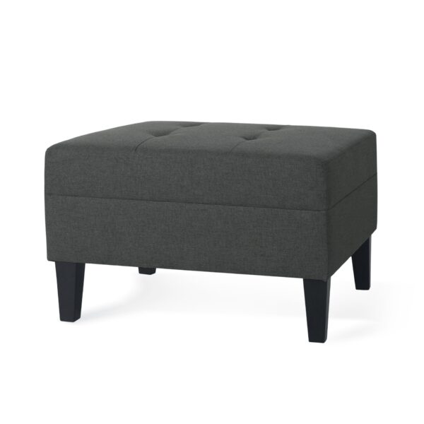 Classic Fabric Ottoman With Birch Wood Legs And High Quality Foam Padding - Dark Gray