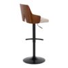 Ariana - Mid-Century Modern Adjustable Barstool Stool With Swivel With Rounded T Footrest (Set of 2) - Black / Walnut / Beige - Image 5