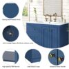Bathroom Vanity With Ceramic Sink, Bathroom Storage Cabinet With 2 Drawers & Shelf, Freestanding Bathroom Cabinet - Blue - Image 6