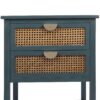 2 Drawer Side Table - Natural Rattan - End Table - Suitable For Bedroom, Living Room, Or Study - Green - Image 20