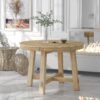Gia - Round Extendable Dining Table With Leaf Wood - Natural Wood Wash - Image 6