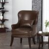 Accent Chair With Nailhead Trim And Birch Wood Legs - Dark Brown - Image 5