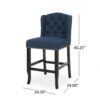 Solara - Fabric Tufted Counter Stool With Nailhead Accents (Set of 2) - Navy Blue - Image 3