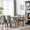 Ultra Side Dining Chair,Thickened Fabric Chairs With Neutrally Toned Solid Wood Legs, Bronze Nail Head (Set of 2) - Gray - Image 13