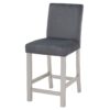 5 Pieces Counter Height Table Set, Wooden Kitchen Table Set With Square Table And 4 Upholstered Chairs - Silver Gray - Image 8