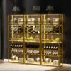 LED Tall LED Tall Wine Rack Freestanding Floor, 7 Tier Wine Baker Rack With Glass Holder & Wine Storage, Industrial Wine Display Shelf Wine Bar Cabinet For Bar - White / Gold - Image 6