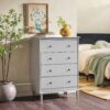 Classic 4 Drawer Solid Wood Dresser - Gray - Image 7