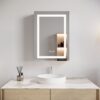 26" X 20" Bathroom Medicine Cabinet With LED Mirror, Anti-Fog, Waterproof, 3000K~6000K Single Door Lighted Bathroom Cabinet With Touch Swich, Dimmable, Recessed Or Surface Mount (Right Door) - Silver - Image 11