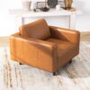 Catherine - Leather Lounge Chair Leather - Brown / Tan - Image 10