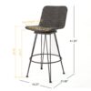 Outdoor Rattan Barstools With Black Brush Copper Iron Frame (Set of 2) - Multi Brown - Image 4