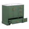 Traditional Bathroom Vanity With Resin Sink Combo Set, Bathroom Cabinet With Two Doors And Four Drawers - Green - Image 16