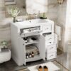 Bathroom Vanity With Resin Sink Combo, Frame Bathroom Storage Cabinet, Freestanding Vanity Set With 3 Drawers & Adjustable Shelf - White - Image 3