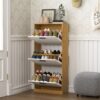 Freestanding Shoe Storage Cabinet With 3 Flip Drawers - White / Natural - Image 9