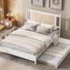 Queen Size Platform Bed With 2 Big Drawers Twin Size Trundle - White - Image 15