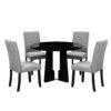 5 Piece Round Dining Table Set, Modern Dining Table And 4 Upholstered Chairs For Dining Room, Kitchen Room, Living Room - Gray / Black - Image 9