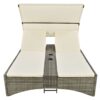Patio Daybed Outdoor Daybed Sun Lounger With Shelter Roof With Adjustable Backrest, Storage Box And 2 Cup Holders For Patio, Balcony, Poolside - Cream - Image 11