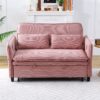 Contemporary Letter Striped Fabric Multi Functional Sofa Bed With Adjustable Armrests And Backrests - Pink - Image 8