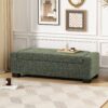 Textured Fabric Ottoman Bench With Hinged Lid - Blackish Green - Image 2