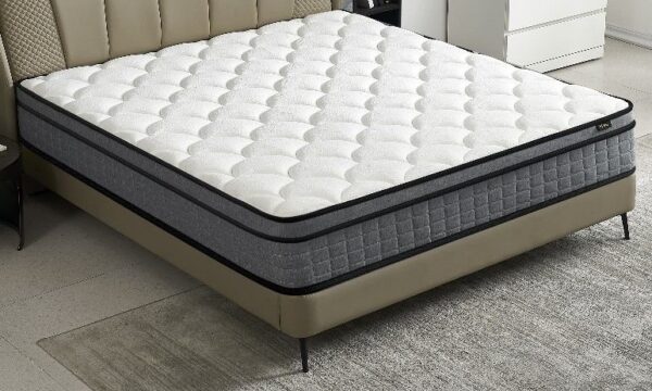 12" King Hybrid Mattress A Box, Pillow Top Bed Cushion With Gel Infused Memory Foam, Breathable And Hypoallergenic, Medium Firm For Lumbar Support - White / Gray