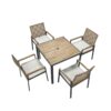 All Weather Patio Dining Table Set With Top And Umbrella Hole - Rattan Outdoor Furniture - Yellow - Image 13