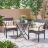 Outdoor Wicker Bistro Set With 2 Chairs - Brown Multi - Image 4