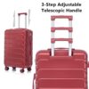Set 3 Pieces 20" / 24" / 28" Abs Spinner Wheel Luggage, Matching Color, With Combination Lock - Wine Red - Image 12