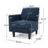 Comfy 5 Pieces L Shaped Sofa With Wooden Legs, Modern Side Chairs For Living Room - Navy Blue - Image 17
