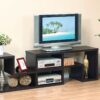 L Shape Geometric TV Stand Two Piece Extendable Media Furniture - Espresso - Image 2