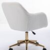 Modern Teddy Fabric Material Adjustable Height 360 Revolving Home Office Chair With Gold Metal Legs And Universal Wheel For Indoor - White - Image 18