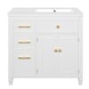 Modern Bathroom Vanity With Ceramic Sink, Freestanding, One Tip - Out Drawer, 3 Side Drawers, Adjustable Shelf - White - Image 13