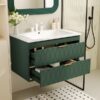 Wall Mounted Bathroom Vanity With Resin Sink, Floating Bathroom Storage Cabinet With 2 Drawers, Bathroom Cabinet - Green - Image 17