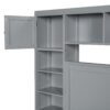 Queen Size Bed With All In One Cabinet, Shelf And Sockets - Gray - Image 8