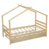 Twin Size House-Shaped Bed With Trundle - Natural - Image 13