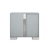 4 Piece Bedroom Sets Queen Size Upholstered Bed With LED Lights, Mirrored Nightstands And Dresser With Metal Handles And Legs - Gray - Image 10