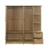 3 Door Storage Wardrobe For Dedroom With Shelves And 2 Drawers, Side Storage Shelves - Nature - Image 3