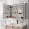36" X 30" Medicine Cabinet With LED Vanity Mirror, Anti-Fog Recessed Or Surface Mount Bathroom Double Door Large Storage 3000K~6000K Bright Lighted Aluminum Storage Cabinet With Touch Switch - Silver - Image 5