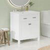 Bathroom Vanity With Ceramic Sink, Modern Single Bathroom Cabinet With 2 Doors And A Shelf, Soft Close Doors - White - Image 5