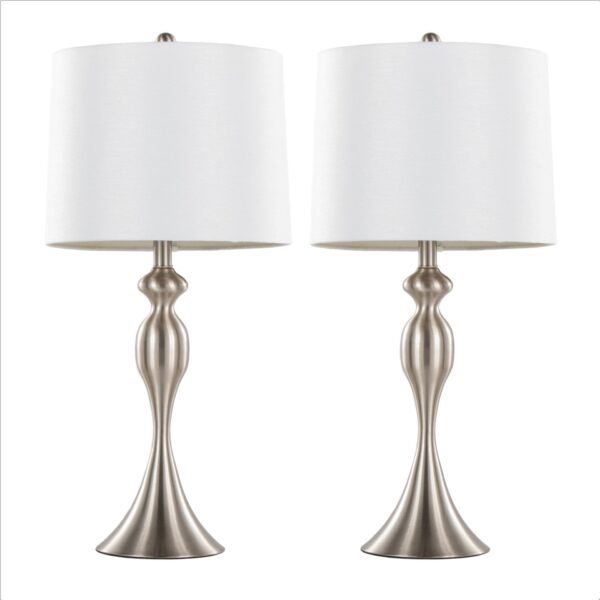 Ashland - Contemporary Table Lamp (Set of 2) - White / Nickel
