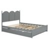 Queen Size Platform Bed With With 2 Big Drawers, Twin Long Size Trundle - Gray - Image 12