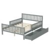 Full Size Platform Bed With Guardrails On Both Sides And 2 Storage Drawers - Gray - Image 6