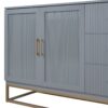 Queen Murphy Bed With Frosted Glass Doors Design, Fake Drawers, Metal Legs - Gray - Image 8